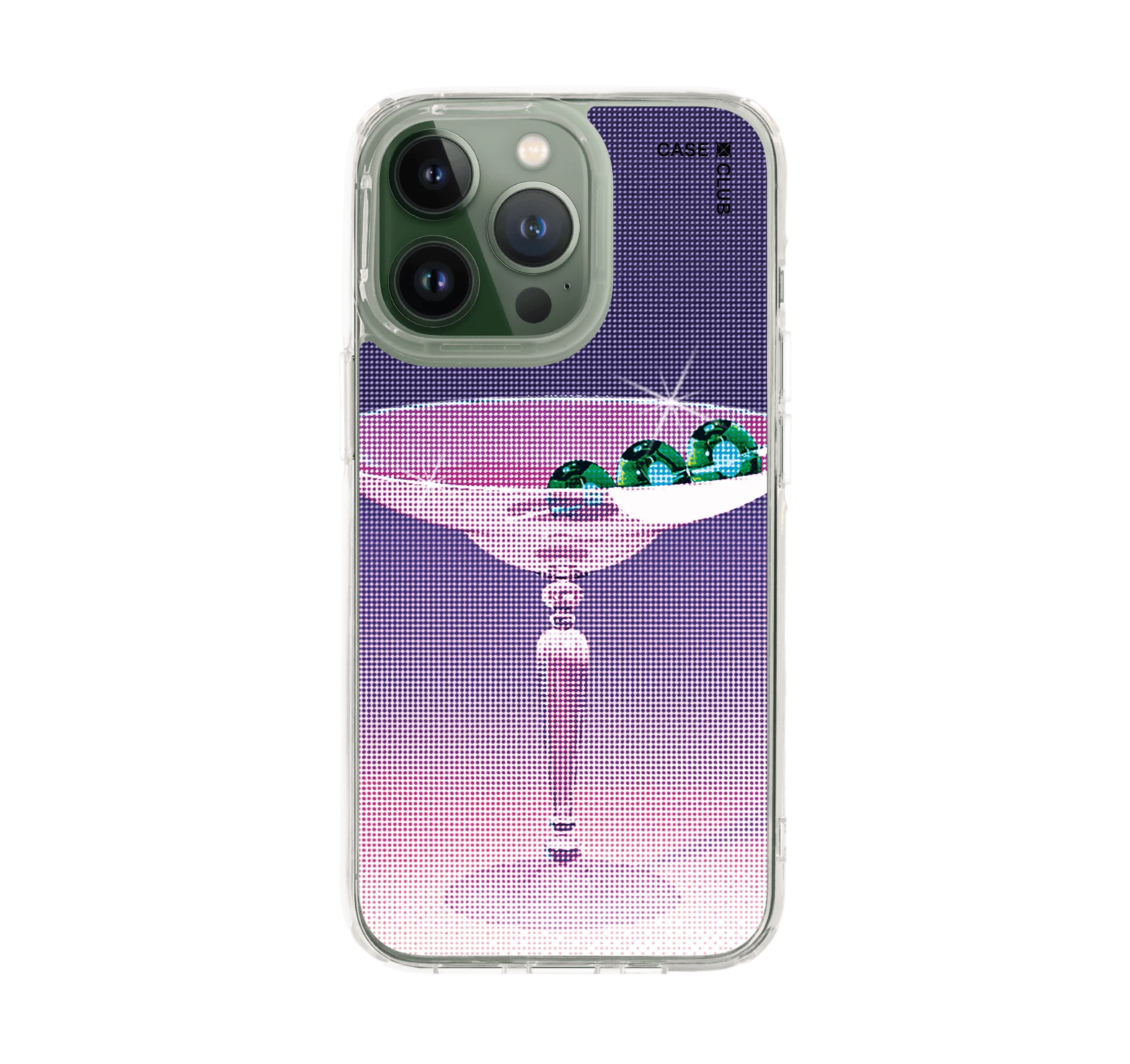 halftone cocktail glass